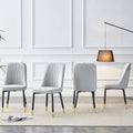 Contemporary Set of 4 Faux Leather Dining Chairs with Cushioned Backrests and Metal Legs – Ideal for Dining Rooms, Living Rooms, and Bedrooms
