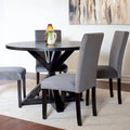 Modern 5-Piece Compact Dining Set with Chrome Nailhead Trim Chairs for Kitchen