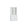 75.25-Inch Tall Traditional Display Cabinet with Tempered Glass Double Doors – Perfect for Living Room, Kitchen, and Home