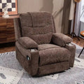 Plush Chenille Power Lift Recliner with Extended Footrest, Lift Assist, Heat & Massage Features, USB/Type C Charging, and Storage