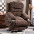 Plush Chenille Power Lift Recliner with Extended Footrest, Lift Assist, Heat & Massage Features, USB/Type C Charging, and Storage