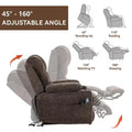 Plush Chenille Power Lift Recliner with Extended Footrest, Lift Assist, Heat & Massage Features, USB/Type C Charging, and Storage