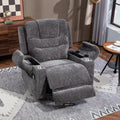 Plush Chenille Power Lift Recliner with Extended Footrest, Lift Assist, Heat & Massage Features, USB/Type C Charging, and Storage