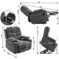 Plush Chenille Power Lift Recliner with Extended Footrest, Lift Assist, Heat & Massage Features, USB/Type C Charging, and Storage