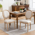 Set of 2 French Oval Back Dining Chairs - Elegant Retro Design with Solid Wood Frame