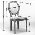 Set of 2 French Oval Back Dining Chairs - Elegant Retro Design with Solid Wood Frame