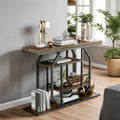 47.24-Inch Rustic Long Console Table with 4-Tier Shelves - Ideal for Entryway or Behind Couch Storage