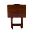 26.25-Inch Hazelnut Brown 5-Piece Folding Tray Table Set with Stand
