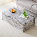 Contemporary Rectangular Coffee Table with Sturdy Base and Imitation Marble Finish for Living Room