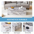 Contemporary Rectangular Coffee Table with Sturdy Base and Imitation Marble Finish for Living Room