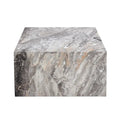 Contemporary Rectangular Coffee Table with Sturdy Base and Imitation Marble Finish for Living Room