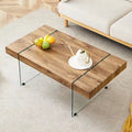 Rectangular Coffee Table with Tempered Glass Legs - Wooden Side and Center Tables for Living Room and Reception Area