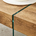 Rectangular Coffee Table with Tempered Glass Legs - Wooden Side and Center Tables for Living Room and Reception Area