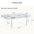 Rectangular Coffee Table with Tempered Glass Legs - Wooden Side and Center Tables for Living Room and Reception Area