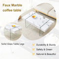 Rectangular Coffee Table with Tempered Glass Legs - Wooden Side and Center Tables for Living Room and Reception Area