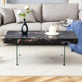 Rectangular Coffee Table with Tempered Glass Legs - Wooden Side and Center Tables for Living Room and Reception Area