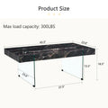 Rectangular Coffee Table with Tempered Glass Legs - Wooden Side and Center Tables for Living Room and Reception Area