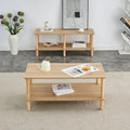 39-Inch Coffee Table with Two-Tier Design and Rubberwood Legs