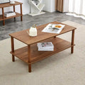 39-Inch Coffee Table with Two-Tier Design and Rubberwood Legs