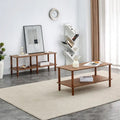 39-Inch Coffee Table with Two-Tier Design and Rubberwood Legs