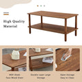 39-Inch Coffee Table with Two-Tier Design and Rubberwood Legs