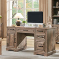 58-Inch Large Office Desk with Drawers and Embossed Texture