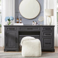 58-Inch Large Office Desk with Drawers and Embossed Texture