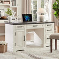 58-Inch Large Office Desk with Drawers and Embossed Texture