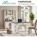 58-Inch Large Office Desk with Drawers and Embossed Texture