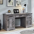 58-Inch Large Office Desk with Drawers and Embossed Texture