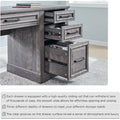 58-Inch Large Office Desk with Drawers and Embossed Texture