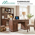 58-Inch Large Office Desk with Drawers and Embossed Texture