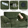 Chenille Oversized Chair Set with Ottoman and USB Charging Port