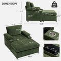 Chenille Oversized Chair Set with Ottoman and USB Charging Port
