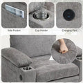 Chenille Oversized Chair Set with Ottoman and USB Charging Port