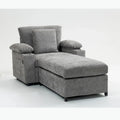 Chenille Oversized Chair Set with Ottoman and USB Charging Port