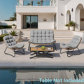 3-Piece Outdoor Cushioned Papasan Chair Set: Double Loveseat with Two Single Chairs - See Image