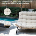 3-Piece Outdoor Cushioned Papasan Chair Set: Double Loveseat with Two Single Chairs - See Image