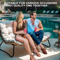 3-Piece Outdoor Cushioned Papasan Chair Set: Double Loveseat with Two Single Chairs - See Image