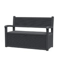 Durable All-Weather Resin Storage Bench with Lockable Hidden Compartment - Rattan-Style Design, 500 lbs Weight Capacity, 70-Gallon Storage Space