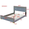 Queen Size Upholstered Platform Bed with Padded Headboard