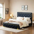 Queen Size Upholstered Platform Bed with Padded Headboard