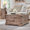Rustic Square Wood Coffee Table for Living Room - Farmhouse Style