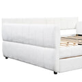 Upholstered Queen Size Daybed Sofa Bed with USB Ports and 2 Drawers - Vertical Stripes Recliner Loveseat Chaise Lounge