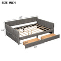 Upholstered Queen Size Daybed Sofa Bed with USB Ports and 2 Drawers - Vertical Stripes Recliner Loveseat Chaise Lounge