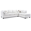 111 White Reversible Faux Leather 4-Seater Sectional Sofa with Throw Pillows