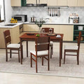Costway 5-Piece Farmhouse Dining Table Set for 4 - Wooden Table with 4 Chairs