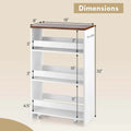 Costway 4-Tier Slim Rolling Kitchen Cart with Wheels - 8 Storage Compartments
