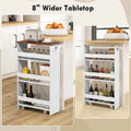 Costway 4-Tier Slim Rolling Kitchen Cart with Wheels - 8 Storage Compartments