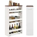Costway 4-Tier Slim Rolling Kitchen Cart with Wheels - 8 Storage Compartments